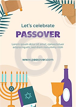 Hand drawn passover greeting card template
