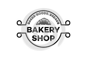hand drawn pastries, vintage bakery logo Designs Inspiration Isolated on White Background.