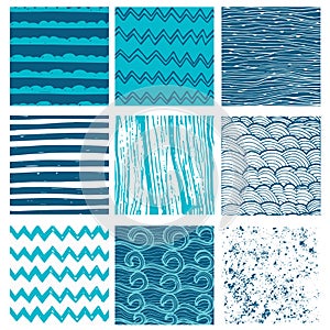 Hand drawn pattern collection 9 Simple textures for backround, fabric, scrupbook, baby showe