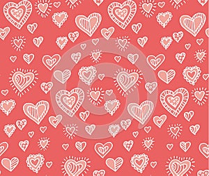 Hand drawn pattern woth hearts