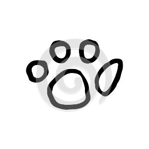 Hand Drawn paw doodle. Sketch style icon. Decoration element. Is