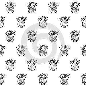 Hand drawn peneapple in doodle style on white background