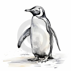 Hand Drawn Penguin Vector Illustration In Gianni Strino Style