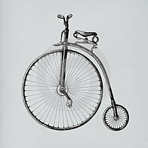 Hand drawn penny farthing bicycle