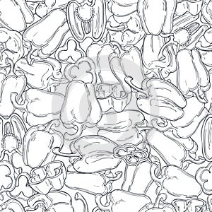 Hand drawn peppers. Vector   pattern