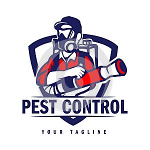 Hand-drawn pest control logo design vector illustration