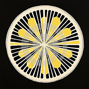 Lemon Slice Lithograph: Symmetrical Pop-inspired Mid-century Illustration photo