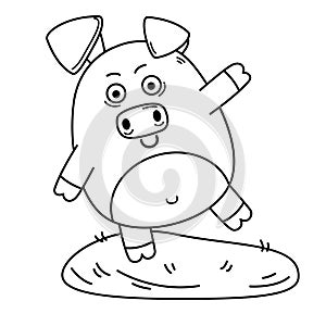 Hand drawn pig character illustration