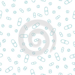 Hand drawn pills seamless pattern