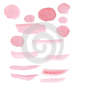 Hand drawn pink paint brushstroke watercolor