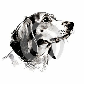 Minimalist Black And White Dachshund Dog Sketch photo