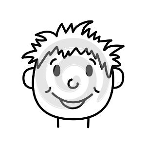 Hand drawn portrait of a boy. Doodle sketch style. Isolated vector illustration.