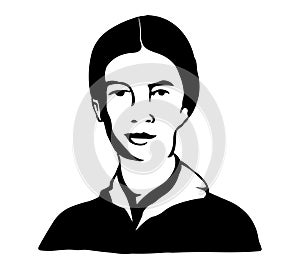 Emily Dickinson.Vector portrait of Emily Dickinson