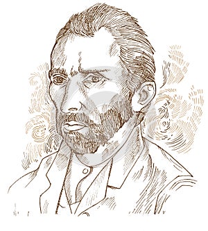 Hand drawn portrait.Vincent Van Gogh