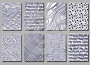 Hand drawn posters set of ink grunge texture