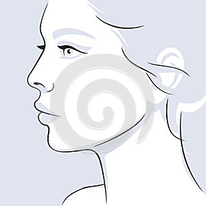 Hand drawn profile woman portrait face vector illustration