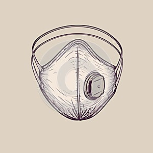 Hand drawn protective ffp3 breathing mask photo