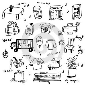 Hand Drawn Rectangle Shape Dooldles Vector Illustration Set