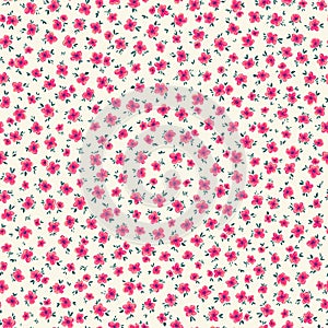 Hand drawn red flowers. Vector seamless pattern