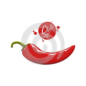 Hand drawn Red hot pepper. Spicy ingredient. Chili logo. Spice Hot Chili Pepper isolated on white background. Natural healthy food