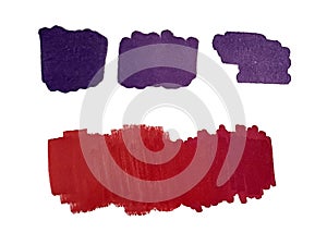 Hand drawn red and purple brush strokes
