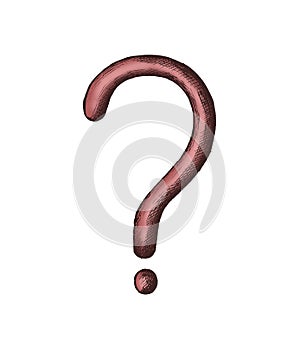 Hand-drawn red question mark illustration