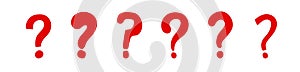 Hand drawn red solid question mark. Red silhouette doodle question mark