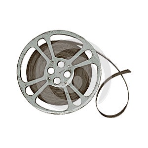 Hand drawn reel of film, tape, bobina photo