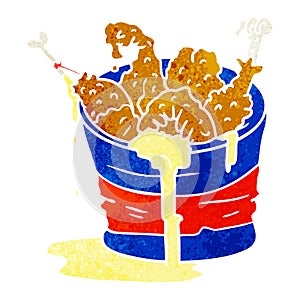 hand drawn retro cartoon doodle bucket of fried chicken