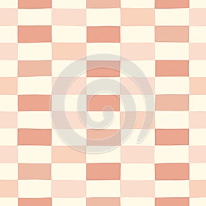 Hand-Drawn Retro Geometric Checks Vector Seamless Pattern