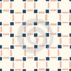 Hand-Drawn Retro Geometric Checks Vector Seamless Pattern