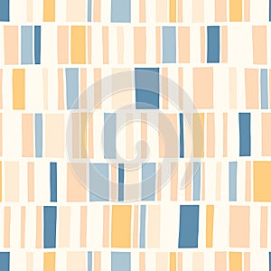 Hand-Drawn Retro Geometric Stripes Vector Seamless Pattern