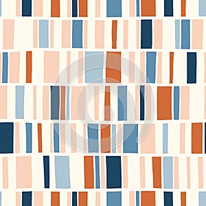 Hand-Drawn Retro Geometric Stripes Vector Seamless Pattern