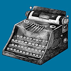 Hand drawn retro typewriter machine