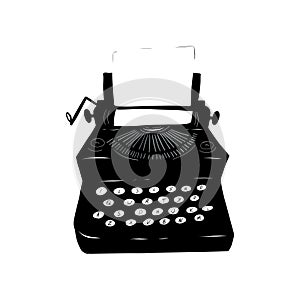 Hand drawn retro typewriter vector illustration.