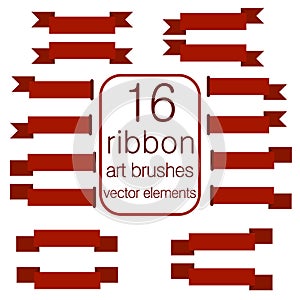 Hand drawn Ribbon vector brushes, graphic art brush set, banner collection