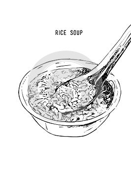 Hand drawn rice soup vector.