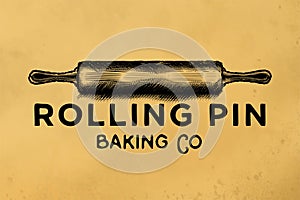 hand drawn rolling pin, vintage bakery logo Designs Inspiration Isolated on White Background