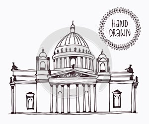 Hand drawn Saint Isaac's Cathedral in Saint Petersburg, Russia