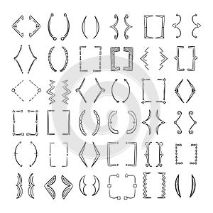 Hand drawn school brackets, doodle parenthesis, sketchy braces vector set photo