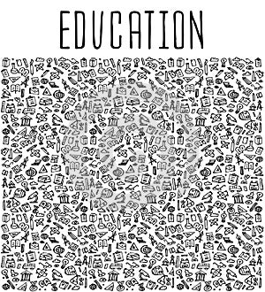 Hand drawn School education seamless pattern