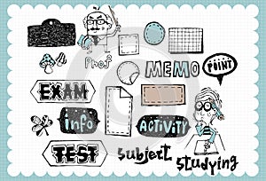 Hand drawn school set 02