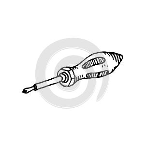 Hand Drawn screwdriver doodle. Sketch style icon. Decoration element. Isolated on white background. Flat design. Vector