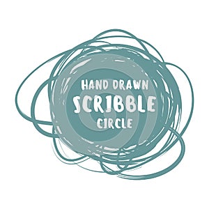 Hand drawn scribble colorful vector circle and label with text