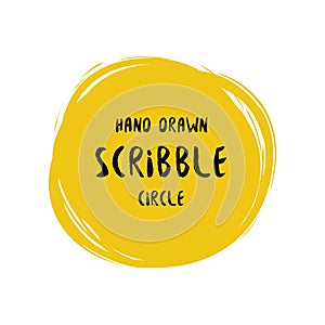 Hand drawn scribble colorful vector circle and label with text