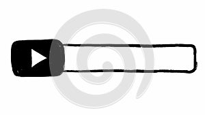 Hand drawn scribble element of online channel frame with play button in black color