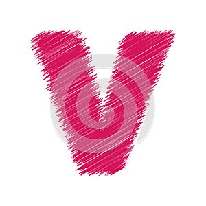 hand drawn scribble letter v, sketched typography design element