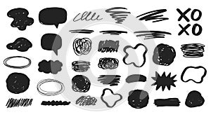 Hand Drawn Scribble Speech Bubbles Doodle Set