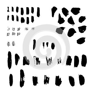 Hand drawn scribble symbols isolated on white background. Doodle style sketched elements. Ink blots. Vector grunge