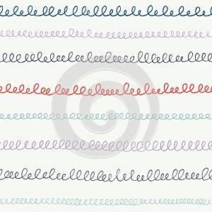 Hand drawn scribbles, calligraphy loops, handwriting, stripes, lines. Back to school vector seamless pattern background